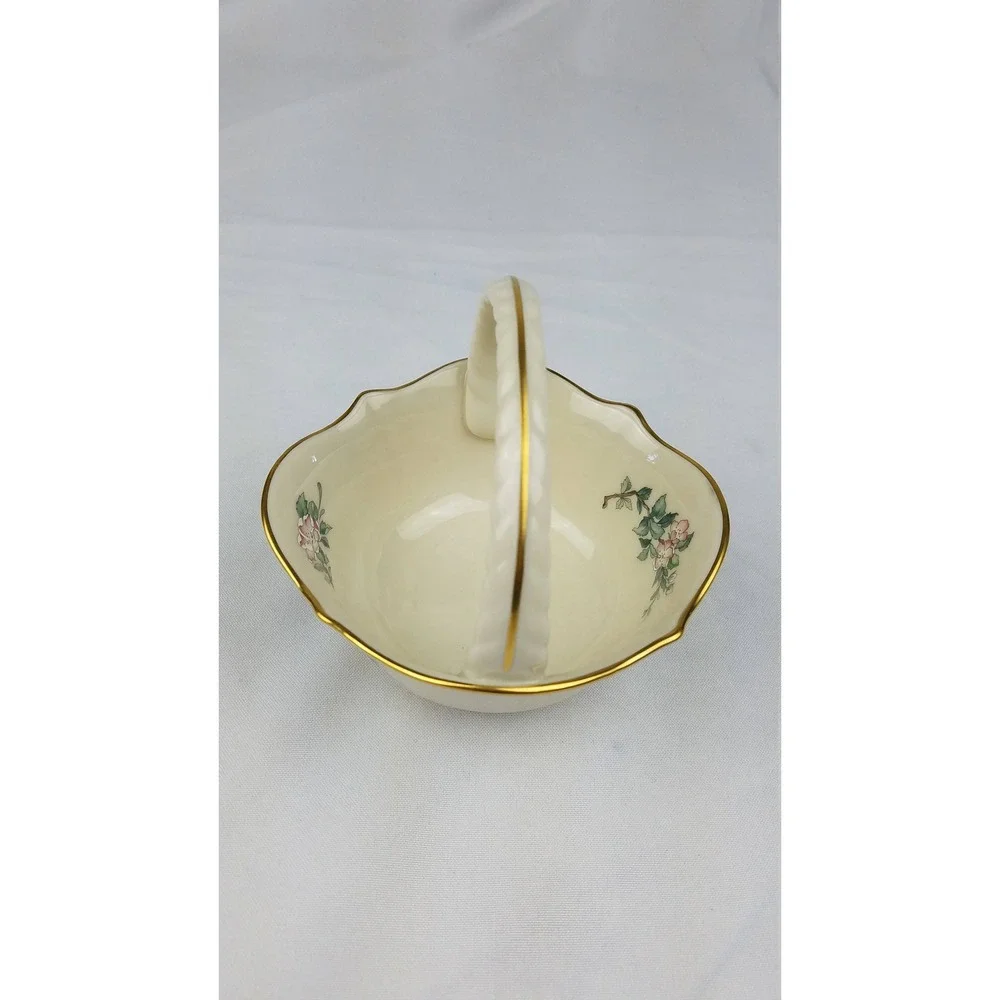 Vintage Lenox serenade‎ basket hand decorated 24k gold bird floral porcelain